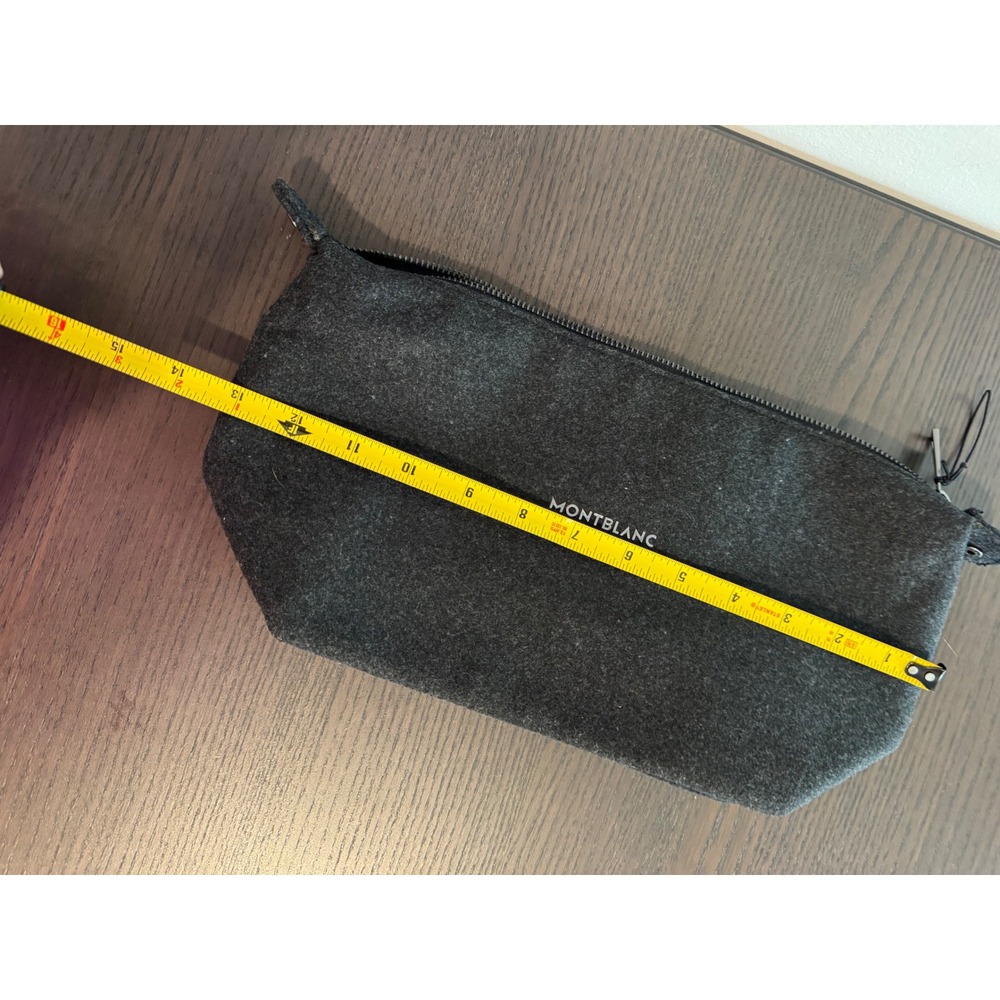 Montblanc Parfums Toiletry Dopp Kit Bag Mens OS Charcoal Grey Felt Zip Closure - Picture 8 of 9